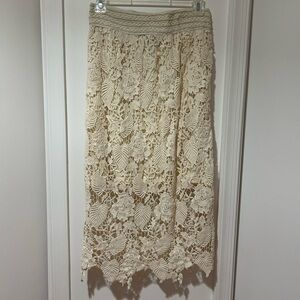 Elastic waist band Bobeau Lace Midi Skirt